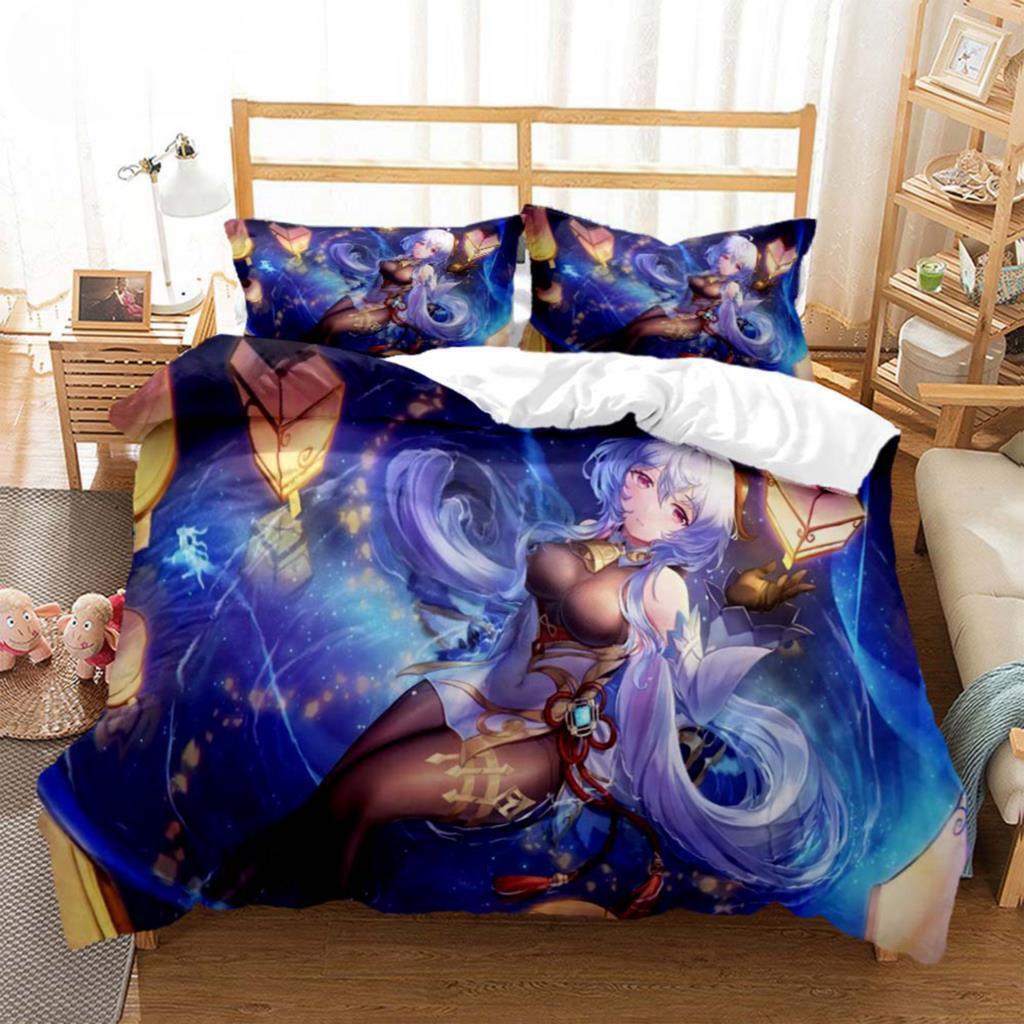 Anime Genshin Impact Animation Cartoon Soft And Comfortable Customizable Comforter Bedding Sets Bedding Set Luxury Quilt Cover