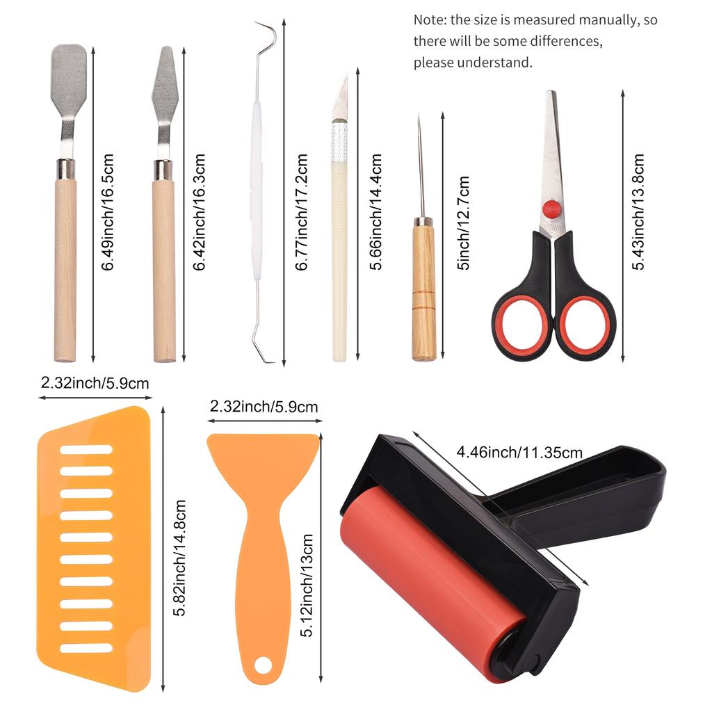 19pcs Craft Vinyl Weeding Tools Set with Brayer Tweezer Silhouettes Cameos Lettering Cutting DIY Art Supplies Craft