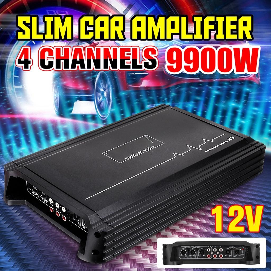 12V 9900W Car Amplifier 4-channel Powerful Car Audio Subwoofer Aluminum Alloy Vehicle Power Stereo Amp A/B Car Sound Amplifiers
