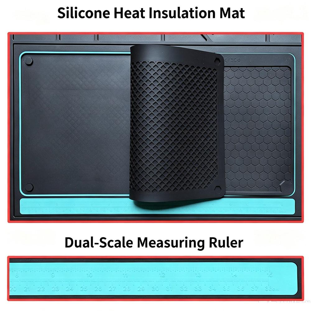 Multifunctional Silicone Repair Mat with Screw Fixing & Tool Storage Groove Welding Pad for Phone Laptop PC Motherboard Repair