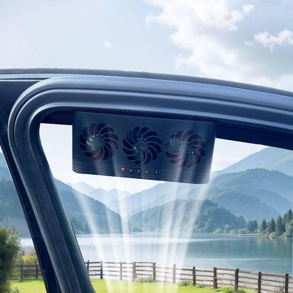 Radiator Solar Car Cooling Fan 3 Head Car Window Fan Portable Car Exhaust Fan  Summer