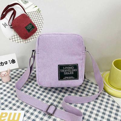 Kleine quadratische Tasche, einzelne Umhängetasche, Cord, schlichte, lässige Umhängetasche