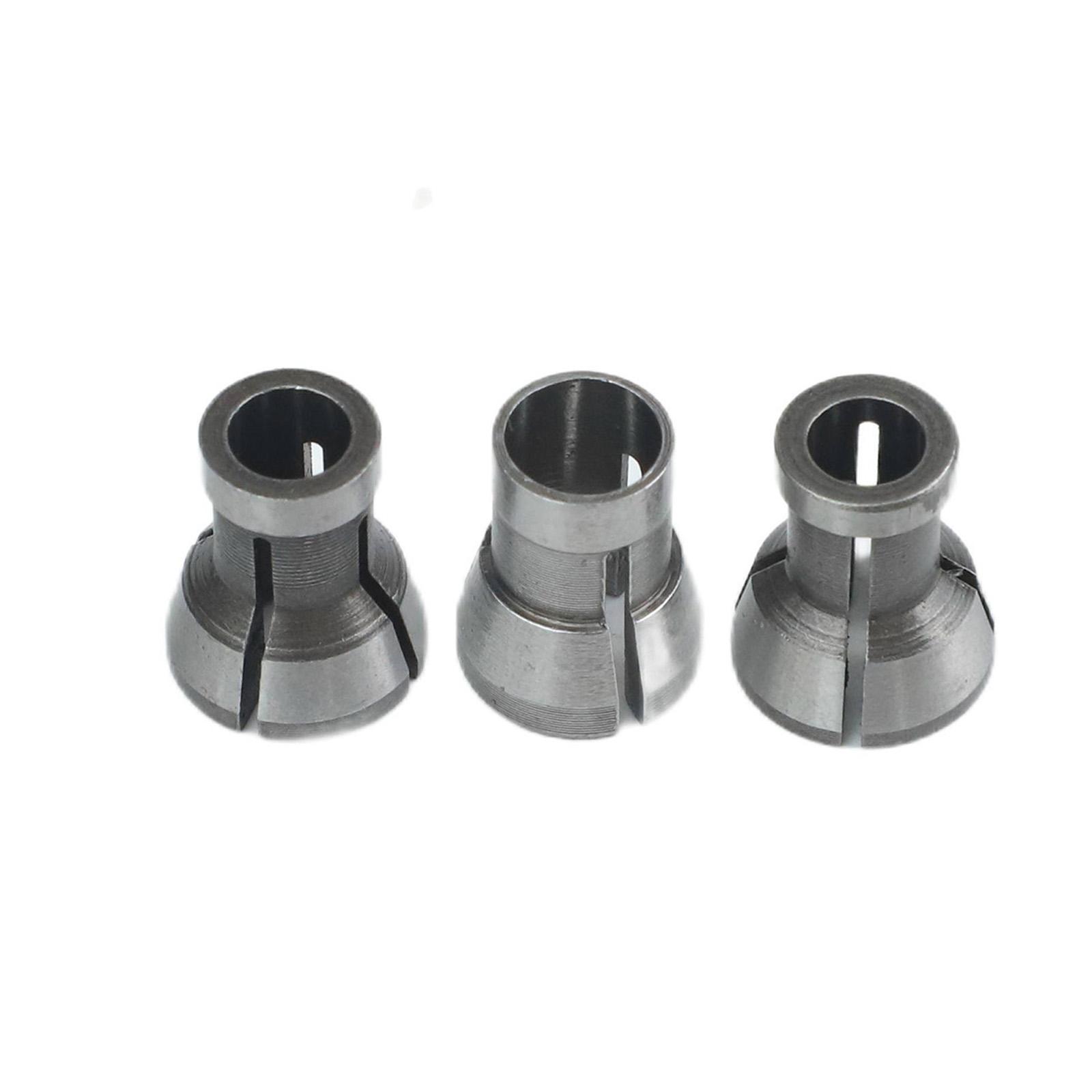 

3pcs/4pcs M17 6/6.35/8mm Collet Chuck Adapter With M17*1mm Nut For Engraving Machine Wood Router Collet Chuck Adapter Tools