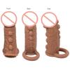 Reusable Condoms Penis Extender Silicone Enlargement Penis Sleeve Thick Condom With Grain