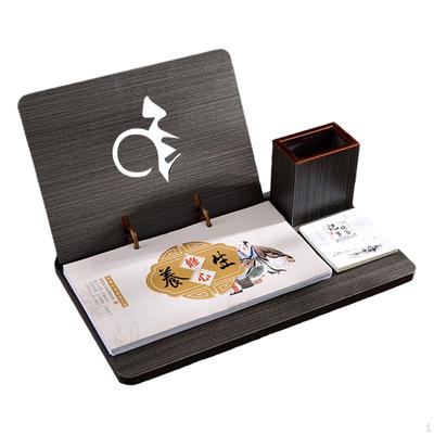 Desk Calendar with Pen Holder Notes Flip Wooden Jan - DEC Decoration Table