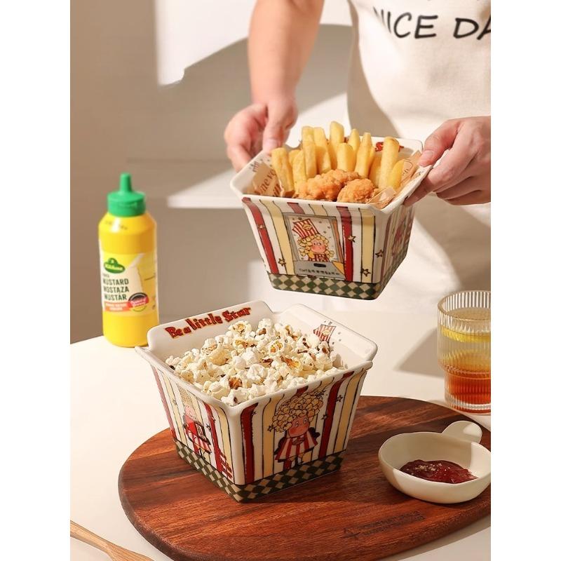 Ceramic Fruit Bowl High Aesthetic Value Childrens Snack Bowl Large Capacity Instant Noodle Bowl