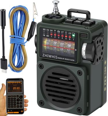 ZHIWHIS Bluetooth BCL MP3 FM App Kopfhörer Tief MicroSD-Karte 10 Stunden Dauerbetrieb und Ideal für Outdoor Neuer Lautsprecher, Radio, Player,