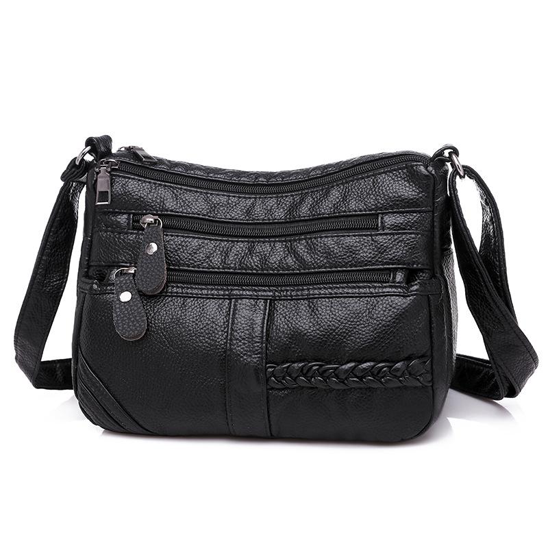 2023 Women's Soft Leather Crossbody Bag - Washed Leather, Large Capacity, Single Shoulder, Perfect for Mothers