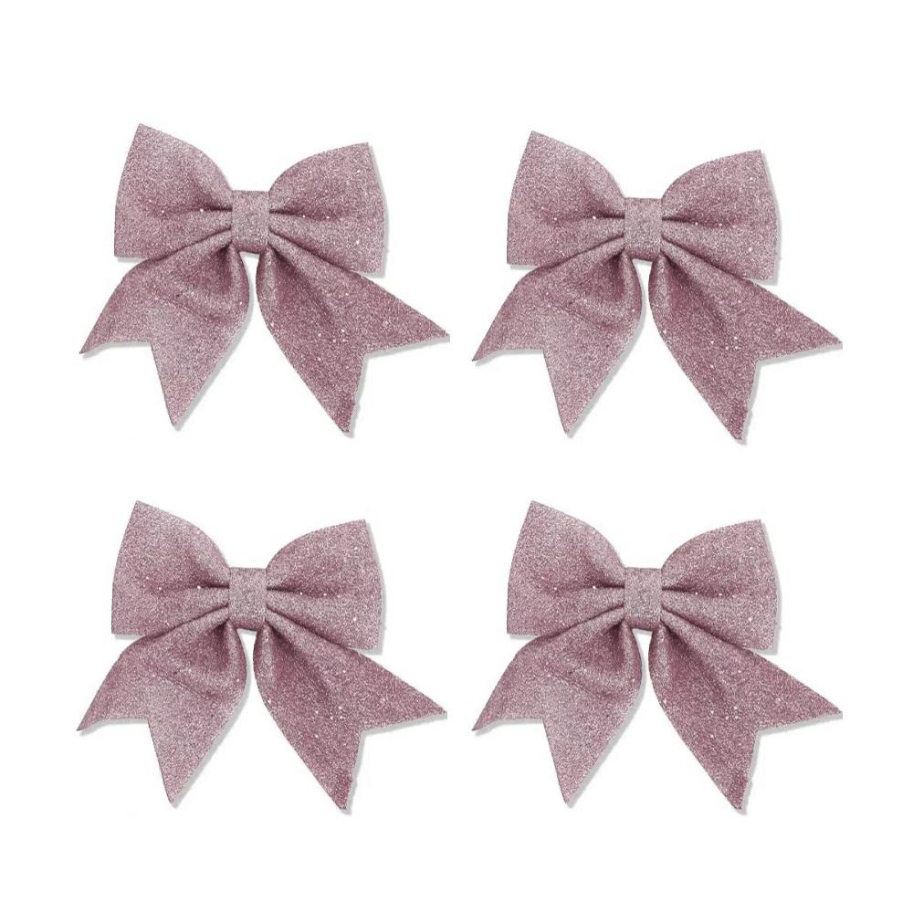 

4pcs Christmas Sequin Bows, Xmas Wreaths Mini Bows Christmas Tree Bows Christmas Decorative Bows Ornaments New Year Festive 12cmx15cm розовый