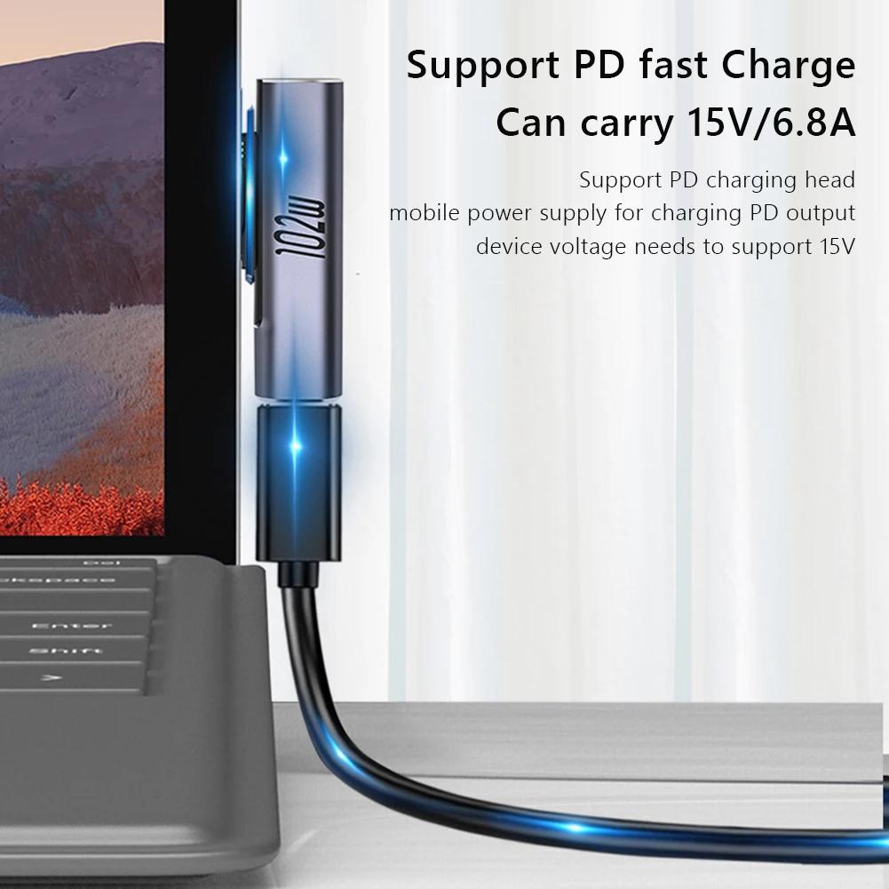 For Microsoft Surface Pro X/8/7/6/5/4/3/Go/Book to USB Type C PD Fast Charging Adapter Tablet Magnetic Converter Charger Adapter