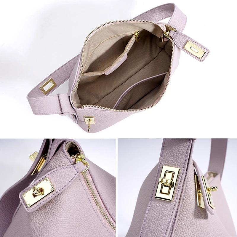 Spring Togo Cowhide Genuine Leather Women's Pillow Bag Niche Design Underarm Shoulder Handbag Fashion Daily Commute Bag
