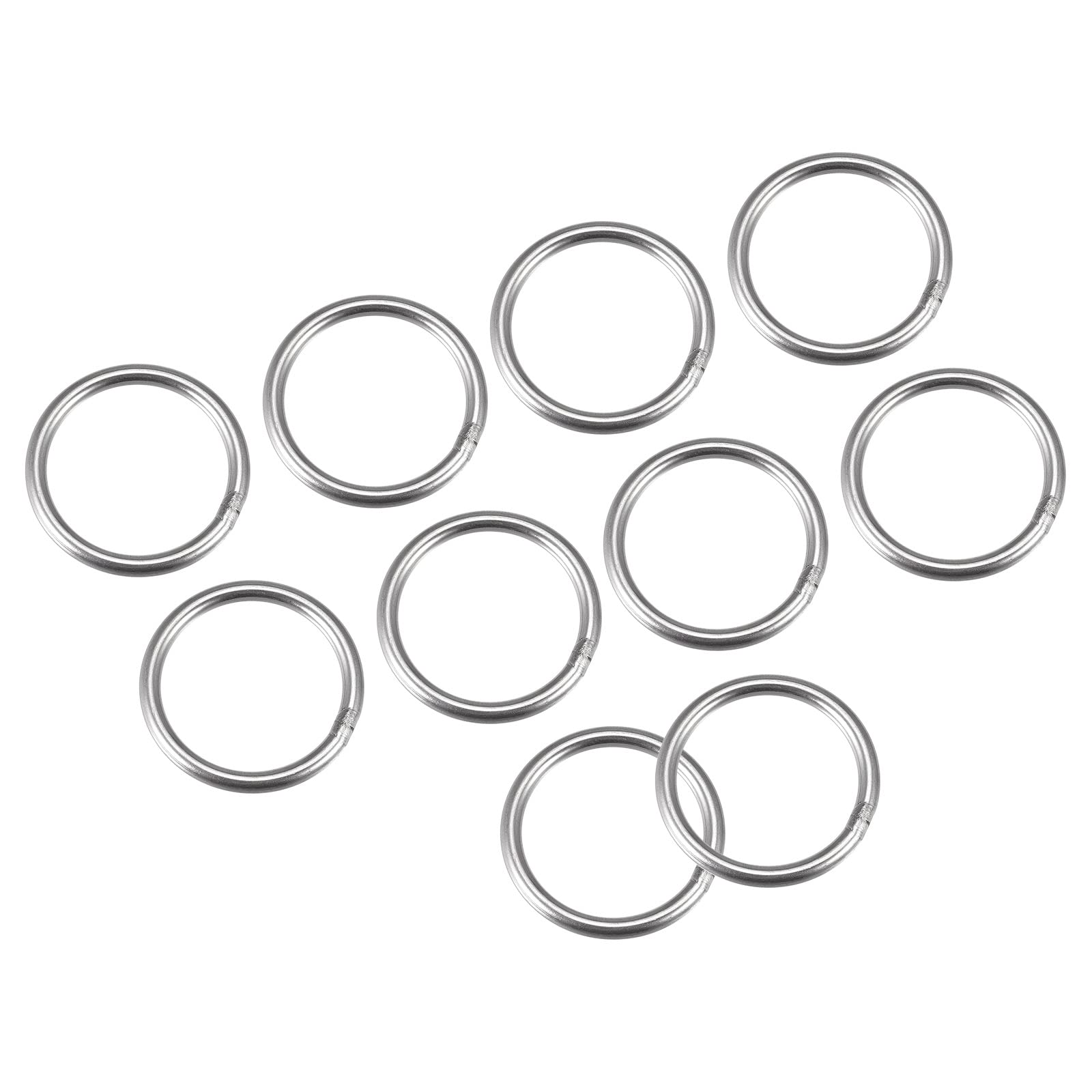 METALLIXITY 10pcs 304 Stainless Steel O Rings 30mm Outside Diameter 3mm Thickness Welded Round Rings for Hanging