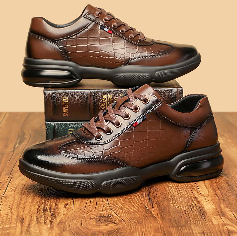 Neue Herren Freizeitsport-Schuhe aus Rindsleder Mode Bequeme Klobige Sneaker