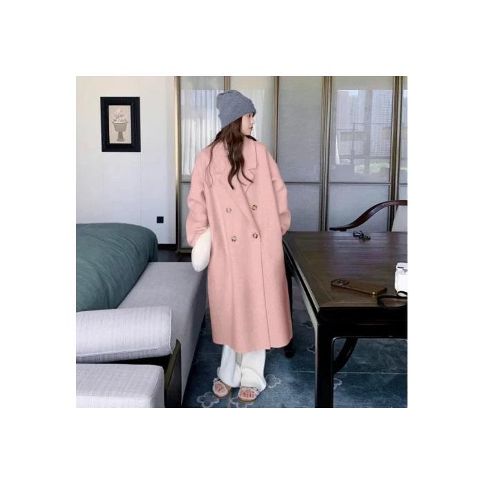 Premium woolen coat women's medium and long over the knee new autumn student Korean thin woolen coat