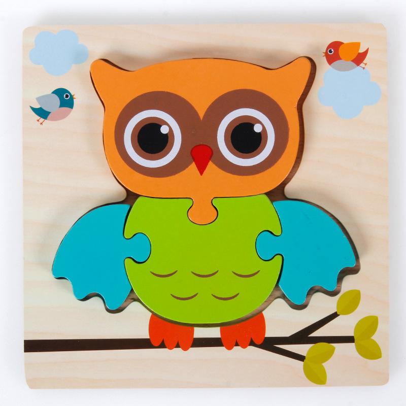 3D Wooden Cartoon Animal & Vehicle Puzzle Board for Early Childhood Education