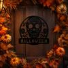 Entrance Door Ornament Skull Metal Sign, Gothic Spooky Skeleton Head Hanging Wall Creative Yard Decorations Art for Man Cave, Bar, Bedroom,