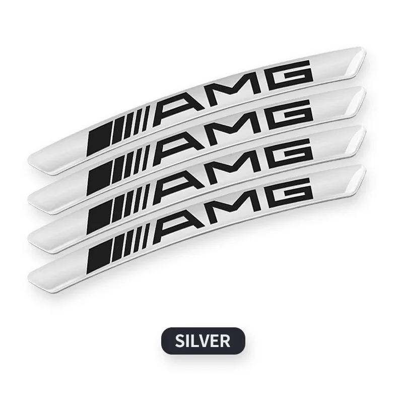 

For Benz GLC GLK 4pcs Aluminium Chrome Black Logo AMG Sticker Car Wheel Sticker Rims Cover Badge Decal For Mercedes Benz AMG Acc