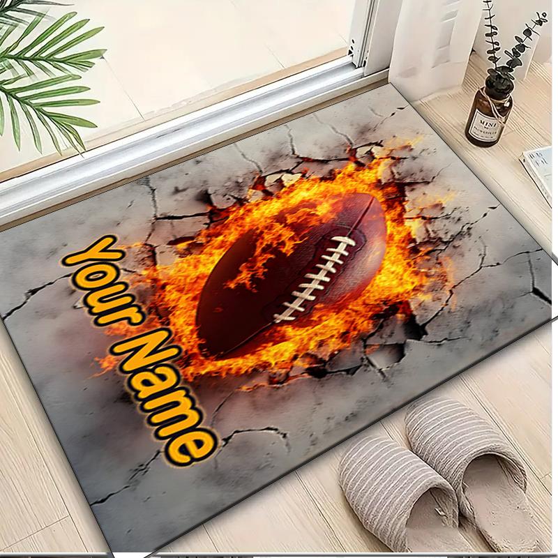 1PC Custom Name Football Theme Floor Mat Ideal for Living Room, Game Rooms, Office, Bedroom, Office Floor Mat , Floor Mats for Home