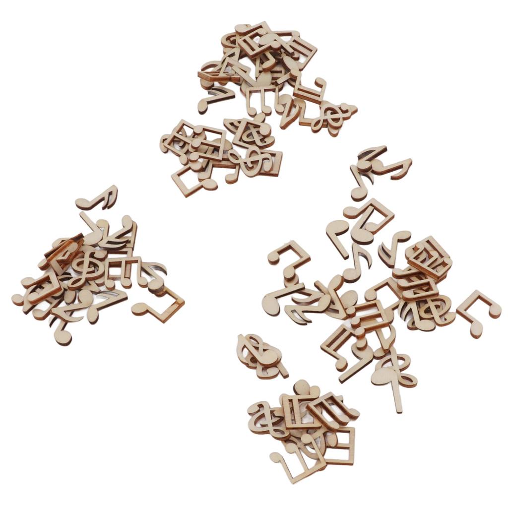 100 Stück Musiknote Holzteile Unbemalt Einfaches Bemalen Fantasie anregen Weit verbreitet Musik