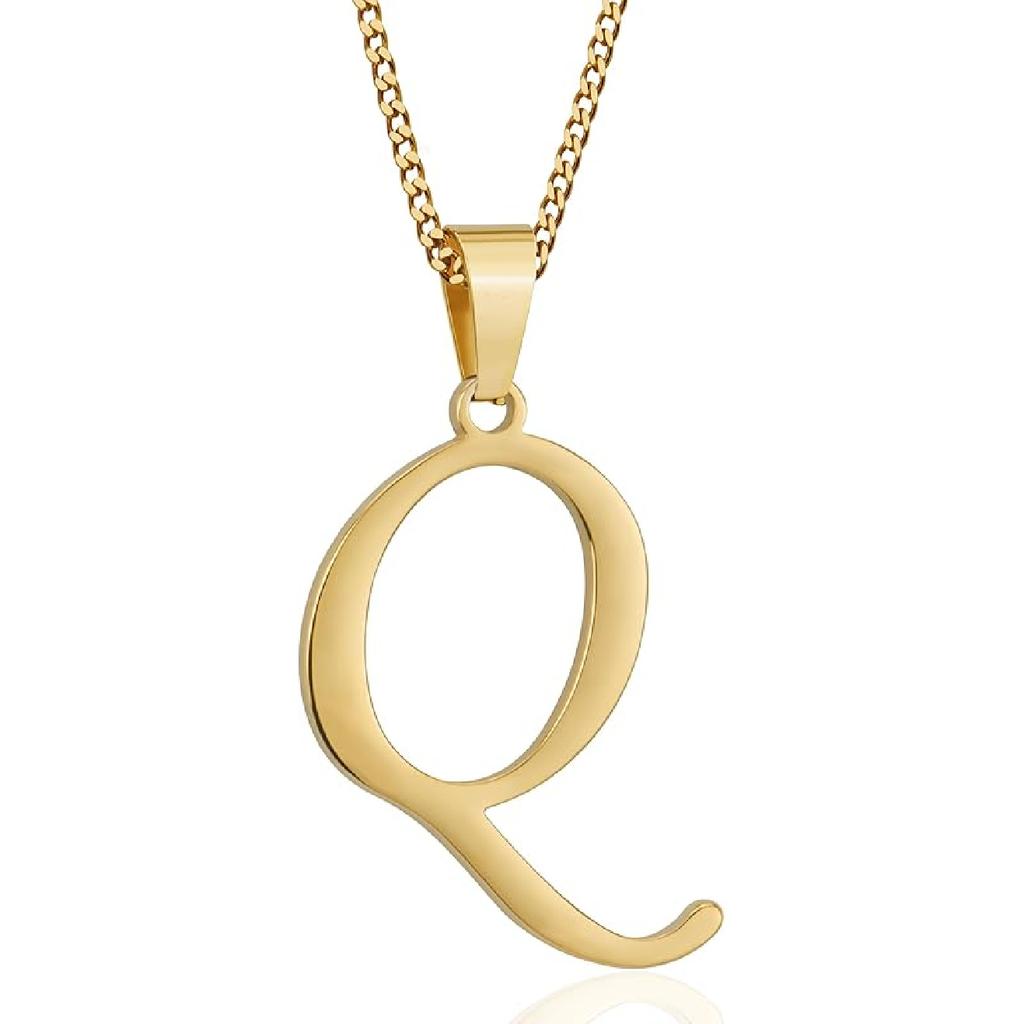 Suweibuke Initial Necklace for Men Women Boys Girls, 18K Gold Plated 26 Letters Pendant Necklace, Personalized Jewelry Gifts
