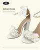 Women's Open Toe High Heel Sandals with Ribbon Pearl Chain - Plus Size Evening Summer Shoes