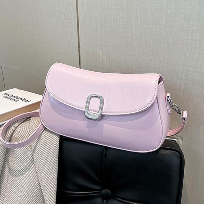 French Light Luxury Red Shoulder Bag for Women Simple Solid Color Oil Wax Leather Party Handbag Elegant Fashi Crossbody Bags