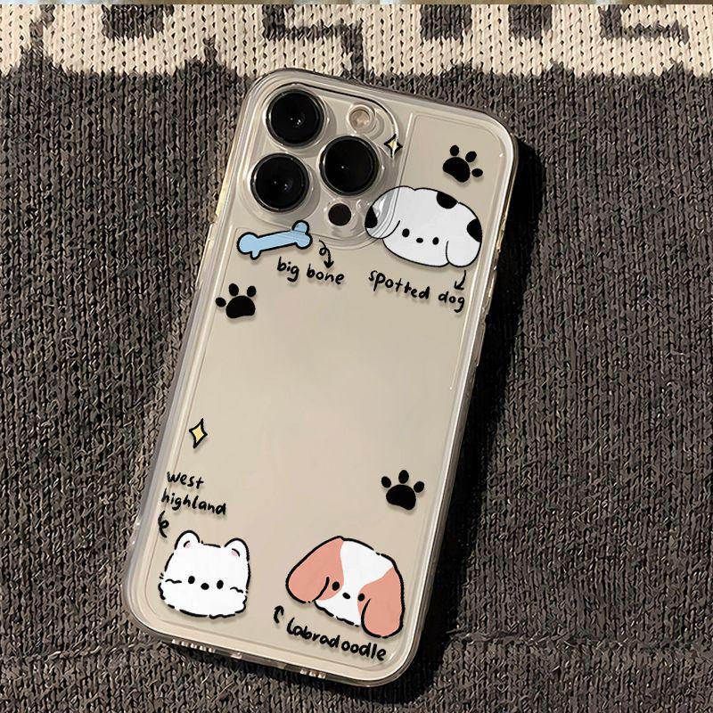 Line Bones Cartoon Hund Hülle - Transparent für Apple 13 Pro/XS/14/15/16/17 Pro Max