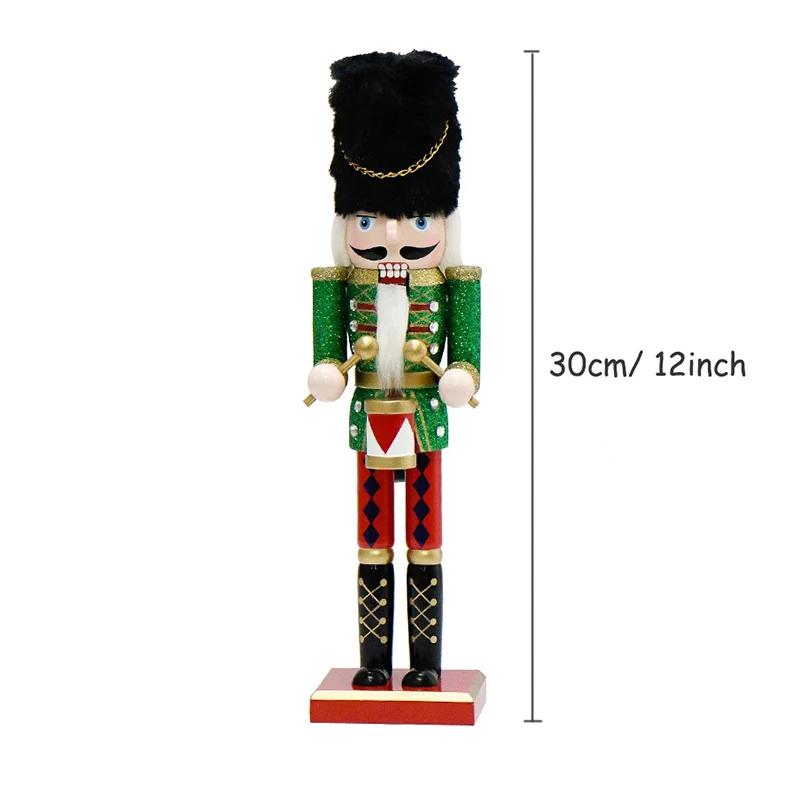 

30cm Handcrafted Wooden Nutcracker, Festive Puppet Ornaments Collectible Figures, Ideal for Holiday Home Decor & Gift Giving