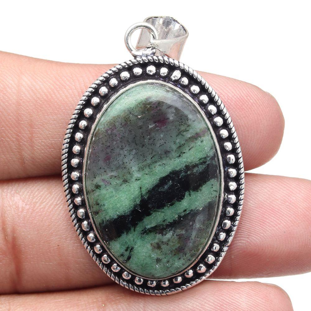 Pendant Ruby Zoisite Gemstone Handmade Gift For Her Silver Jewelry 2"