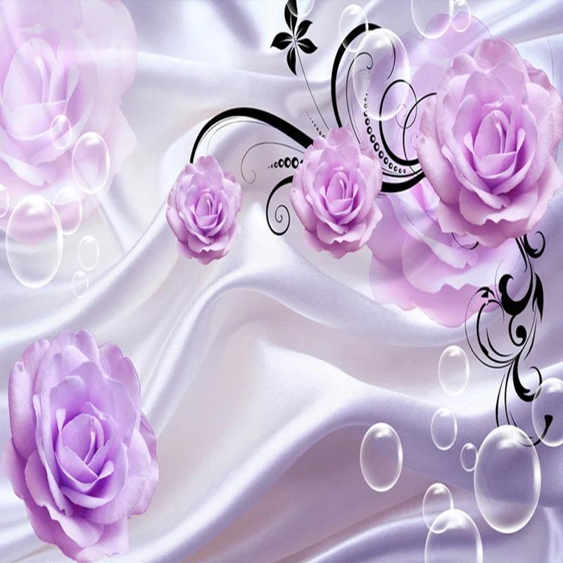 3d Modern Photo Wallpaper Purple Flowers Mural Living Room Tv Sofa Bedroom Background Wallpaper Home Decor
