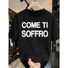 Men'S Come Ti Soffro Italian Funny Letter Graphic T-Shirt, Regular Heat Transfer Print Casual Soft Short Sleeve Daily Wear Top
