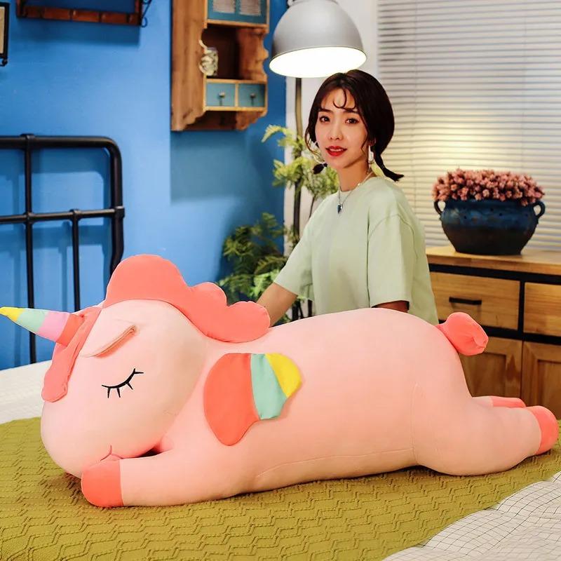Cute Pony Plush Toy Rainbow Angel Unicorn Girl Heart Plush Doll Simulation Pony Stuffed Pillow Girlfriend Birthday Gift