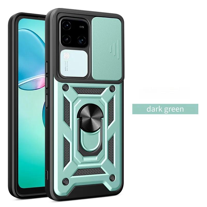 Armor Slide Camera Funda For Vivo V30 Pro 5G Case Magnetic Ring Stand Cover For Vivo V30E V 30 E VivoV30 V30Pro 5G Protect Coque