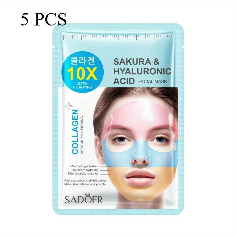 

Райдужні колагенові маски для обличчя Зволоження Антивіковий ефект М яка формула для всіх типів шкіри Освітлювальний ефект 5PC