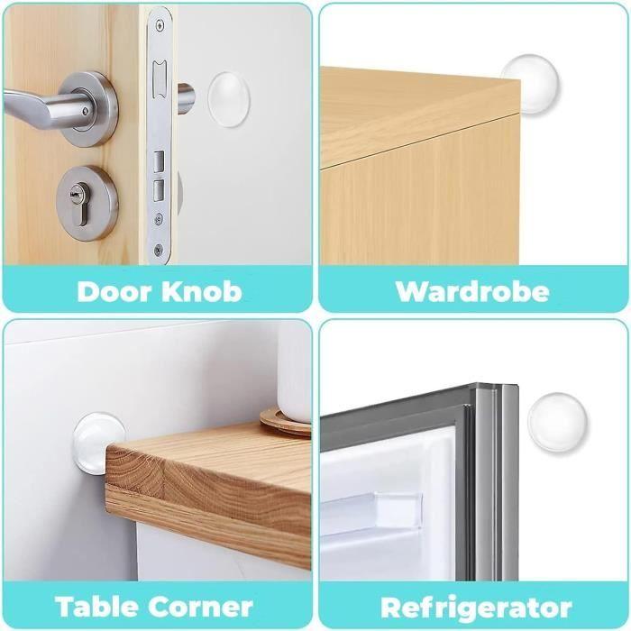 Wall Mounted Door Handle Stop - 12PCS - Transparent - Round