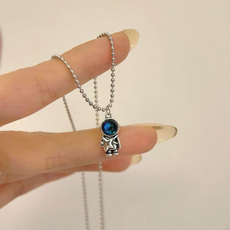 Ciężki Przemysł Design Naszyjnik Astronauta Temperament Okrągły Łańcuszek z Koralików Naszyjnik Astronauta Męski i Damski Letni Trend