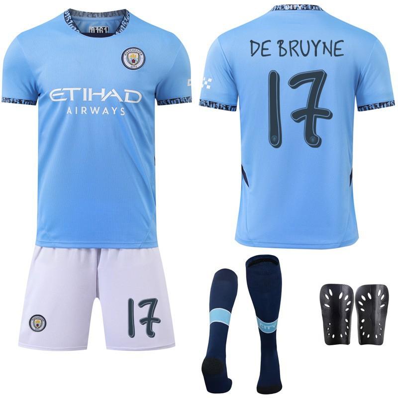 2425 Manchester City's Home Jersey Football Uniform Champions League Font No. 9 Harland 17 De Braunet New