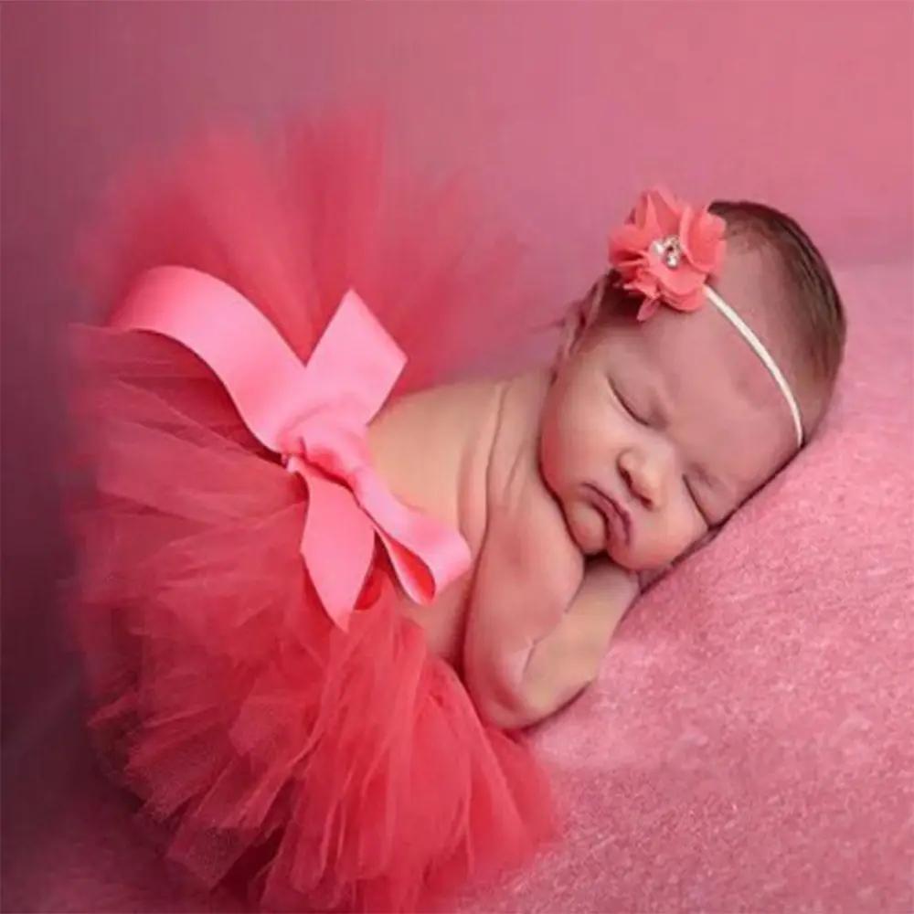 Infant Suit Headband Set Clothing Baby Girl Summer Dress Cute Princess Newborn Outfit Costume Photography Props Accessories