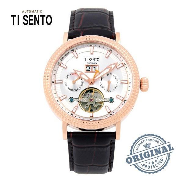 [Ticento]Automatic Men’s Leather Watch TS50701 RGCH, Korean Luxury Watches