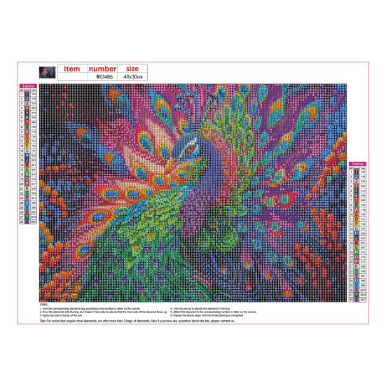 Diamant-Kunst-Set zum Selbermachen, Pfauenmuster, lebendige Farben, Stress reduzieren, Selbstvertrauen steigern, quadratisch, rund, Mosaik-Set, Heimdekoration