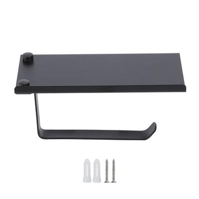Toilet Paper Holder 304 Stainless Steel Anti Rust Wearable Bathroom Phone Holder for Kitchen WashroomBlack