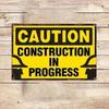 1pc Vintage Iron Construction Warning Sign 8x12in Rustic Metal Wall Decor Hard Hat Icon In Progress Farmhouse