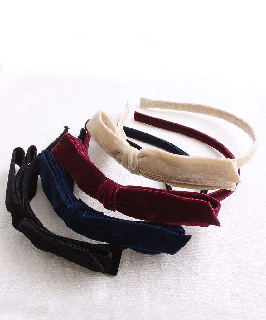 VINGTAINE Velvet Thin Ribbon Simple and Stylish Hair Gray Headband, Slim, Accessory, (HK-218-GY)
