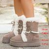 Fashion Non Slip Thick Bottom Furry Snow Boots Women 2025 Winter Pearl Bead Fluffy Fur Ankle Boots with Platform Warm Plush Suede Shoes
