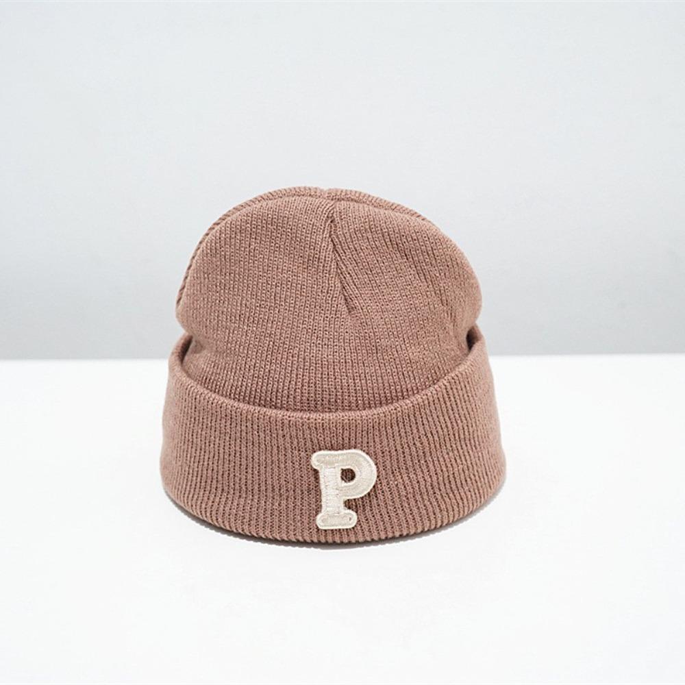 P Letter Baby Knitted Hat Autumn Winter Infant Warm Hat Fashion Baby Beanie Cap  Boys Girls