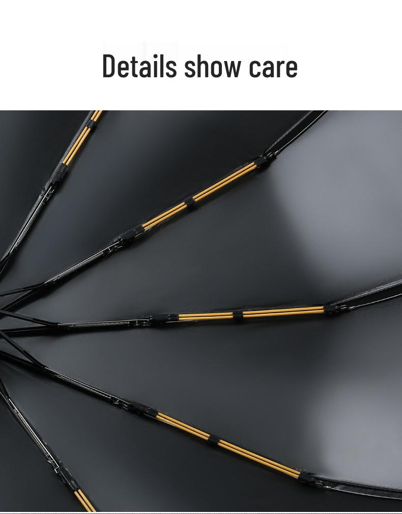 Reinforced Windproof Black Glue Sunscreen Umbrella for Students, Men & Women