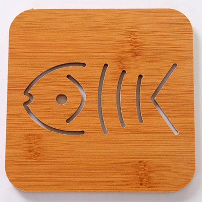 Large Cute Wooden Cartoon Anti-Slip Table Mat and Coaster Set