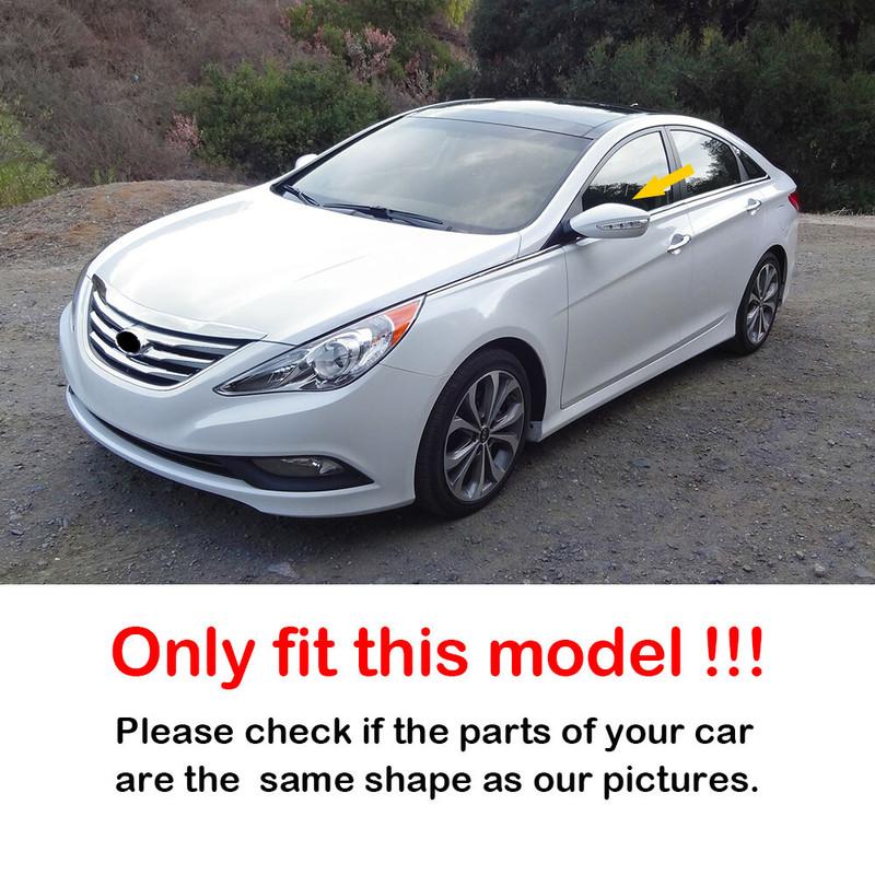 For Hyundai Sonata 2011-2014 ABS Plastic Car Rearview Side Mirror Cover Wing Cap Exterior Door Trim Adhesive Sticker Gloss Black