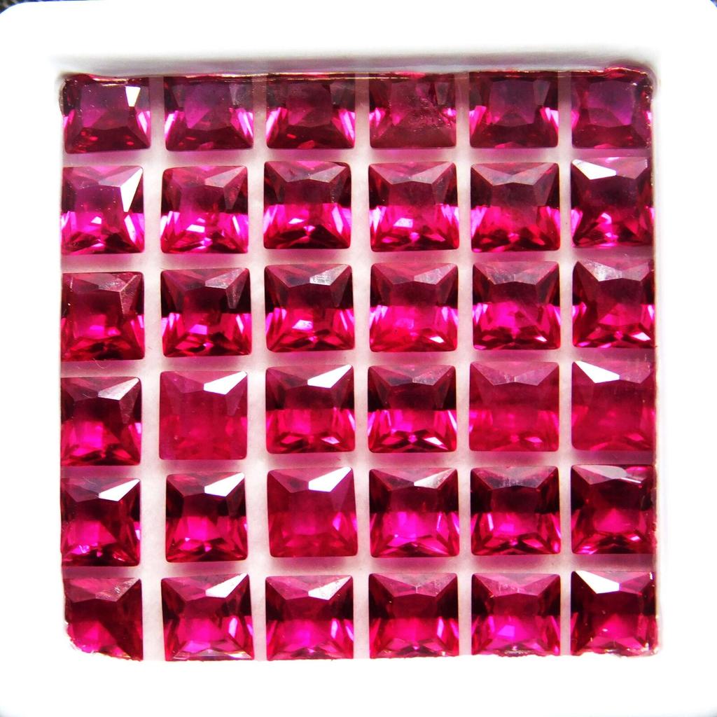NATURAL Red RUBY Loose Gemstone 24 PCS Square Shape Lot