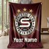 Custom Text Flannel Throw Blanket, Lightweight Cozy Bed Sofa BlanketSparta Prague